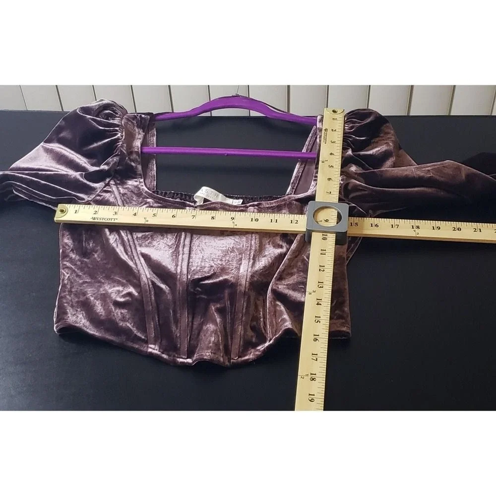ASTR The Label Velvet Smocked Corset Top L Purple Vamp Dark Romantic Coquette